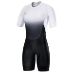 Beste trisuit Santic Triatlon pak voor heren, eendelig, mouwloos, triatlon, gevoerd, korte mouwen, triatlon, kort, hoge elasticiteit, snel drogend, afslankend, fiets skinsuit, Zwarte korte mouwen., XL
