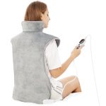Elektrisch verwarmingskussen voor rug, nek en schouders (60x100cm) Fast-Heat verwarmde warmer met heupband, 3 warmteniveaus, automatische uitschakeltimer, Mia&Coco - Comfortgrijs