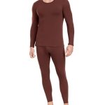 wirarpa Thermisch ondergoed voor heren, katoen, lichtgewicht, thermo-onderkleding, set, zacht, thermo-onderhemd, lange mouwen, onderhemd en lange onderbroek, chocoladebruin, M