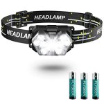 Lsnisni LED-hoofdlamp, 1 stuk, 2000 lumen hoofdlamp op batterijen met 6 lichtmodi, 3 AAA-batterijen inbegrepen, IPX5 waterdicht, voor kinderen en volwassenen, kamperen, joggen, vissen