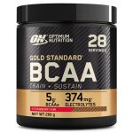 Optimum Nutrition Gold Standard BCAA Train + Sustain, Aminozuren Pre-Workout Poeder, Sportdrank met Vitamine C, Zink, Magnesium en Electrolyten, Aardbei- en Kiwismaak, 28 Porties, 266g