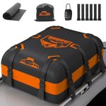 Rymopuey Dakkoffer 20 Kubieke Voet/566 Liter, 1000D Oranje, Met Antislipkussentjes en 10 Riemen, Zacht Opvouwbaar Voor Auto's Met/Zonder Bagagerek