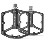 Beste flat pedals MTB GEWAGE Fietspedalen voor Racefiets/Mountainbike, 3 lagers, CNC Gefreesd, 9/16 inch, Platte Pedalen, met Afneembare Antislip Pinnen (Black)