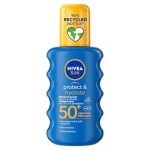 Beste zonnecreme NIVEA SUN Protect & Hydrate Zonnebrand Spray - SPF 50 - Zonnespray - Beschermt en hydrateert - Met Vitamine E -Zonbescherming - 200 ml