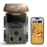 WOLFANG Wildlife Camera, 64MP 4K Dual Lens Solar Trail Camera with 120° Starlight Night Vision Motion Activated, Hunting Camera IP66 Waterproof, 0.1s Trigger Time for Wildlife Recording