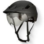 GOOFF Pilot S-Pedelec Helm - bescherming voor snelle e-bike-ritten - fietshelm, transparant vizier en licht - NTA 8776 gecertificeerde tweewielige helm voor dames en heren (zwart met zonneklep, M)
