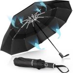Beste stormvaste parasol Herreicher Paraplu stormvast zakparaplu, groot, winddicht, standaard, licht, automatische parasol, reisparaplu opvouwbaar, compacte golfparaplu voor heren/dames/kinderen/ouderen, zwart, zwart,