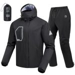 RIDEIRON Regenpak, Motorfiets regenkleding voor mannen, 15000mm rating, reflecterend, afneembare capuchon, Zwart, XXL