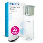 Beste waterfilter fles BRITA waterfilterfles Vital light green (0,6l) - incl. 2 MicroDisc filters - BPA-vrije drinkfles voor onderweg, vermindert PFAS*, chloor, herbiciden, pesticiden en andere onzuiverheden