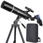 Astronomie-telescoop voor volwassenen, opening 80 mm, refractortelescoop 600 mm voor kinderen, beginners, BAK4 compact en draagbaar, reis-telescoop met statief, draagtas en