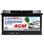 Electronicx AGM Caravan Edition voeding batterij 12V 110Ah / 110 Ah – deep cycle accu voor camper, caravan, zonne-energie, recreatie, kamperen – onderhoudsvrij, verzegeld, lekvrij 315×175×190 mm