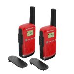 Beste walkie talkie Motorola Solutions - T42 RED Walkie Talkie Talkabout PMR446, 16 kanalen, 4 km bereik, rood, 2 eenheden, groepsoproepfunctie
