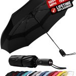 Beste stormparaplu Repel Umbrella Winddichte dubbele geventileerde reisparaplu met teflon coating,eén maat,Zwart