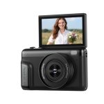 4K Digitale Camera Fotografie voor Vlogging: 64MP Compacte Camera's met Flip Scherm 16X Zoom - Cadeau voor Beginners/Kind/Tiener - Vintage Apparaat Foto Video Cam Zwart voor Jongens Meisjes'