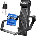 BJNN Vouwslot Voor Fiets 85 Cm Fietsslot Met Sleutel Incl Houder Hoge Veiligheid Ideaal Als E-Bikeslot Zwart