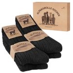 SukModen 4 paar alpaca sokken voor heren en dames, warme wollen wintersokken, dikke ademende gebreide wollen sokken，zachte Noorse breisokken zwart L
