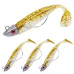 HOTUT Spinning Visaas, Set van 3 rubberen vissen, Zachte vissen aas met lood hoofd Jigs haak, kunstaas voor Zeebaars, Shad, Snoek, Forel, Kunstaas voor snoek, Vistuig voor Zoutwater & Zoetwater