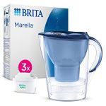 Beste waterfilter voor thuis BRITA Waterfilterkan Marella Cool 2.4L Blauw – Inclusief 3 MAXTRA PRO Waterfilters – Duurzame Verpakking – Vermindert Kalk, Chloor & Onzuiverheden – Past in Koelkastdeur