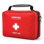 Beste EHBO doos HONYAO EHBO Kit 222 Stuks, Complete First Aid Kit, EHBO Set Voor Thuis Werkplek Auto Sport Outdoor Reizen Kamperen Wandelen, Rood