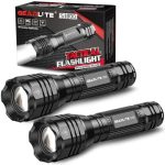 GEARLITE LED-zaklamp Extreem helder 2 stuks, aluminium 4000 lumen LED-zaklamp Werkt op batterijen met 5 standen, IP65 waterdichte handlamp Zoombaar voor kamperen, wandelen, outdoor