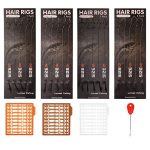 Luroad Karpervissen - Hair rigs, 20 stuks weerhaken Gebogen Karperhaken, gevlochten haak Karper Accessoires met boilie rig Carp Leader, 3 Boilie pluggen, Maat 2 4 6 8 (4 Packs (Size 2#), Widerhaken)