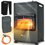 TRESKO 4200 Watt gasverwarming incl. gasdrukregelaar gasslang + afdekking | gasheizer gasofen gasheizofen met 3 standen | infrarood gaskachel (antraciet)