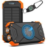 BLAVOR Solar powerbank zonne-oplader 10000 mAh, PD 20W snel opladen draagbare USB C powerbank met zonnepaneel, draadloos snelladen, camping accu, zonne-opladers voor mobiele telefoons met zaklamp