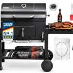 KESSER® barbecue grill trolley XL houtskoolbarbecue met deksel wielen roestvrij stalen handvat grillrooster en thermometer houtskool barbecue trolley grote houtskool BBQ barbecue camping terras tuin