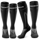 Beste Compressiekousen dagelijks gebruik CAMBIVO 2 paar compressiekousen voor dames en heren, klasse 2, 20-30 mmHg, gevoerde compressiesokken voor comfort, steunkousen voor vliegreizen, sport, dagelijks gebruik, zwart met wit, XXL