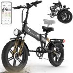 EGGKING Elektrische Fiets voor Volwassenen, 20" Dikke Banden E-Bike, 48V-17.5Ah Verwijderbare Batterij, 7 Versnellingen, Max 150kg