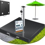 KESSER Graniet parasolstandaard met roestvrijstalen buis, hoogwaardige parasolvoet vierkante sokkel 30 kg - voor parasolstokken tot 16-48 mm, incl. transportgreep, tuin, balkonparaplustandaard