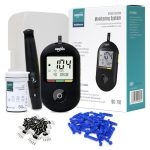 Beste bloedsuikermeter EUROPAPA® bloedglucosemeter met bloedglucoseteststrips, bloedlancetten en prikpen, bloedglucosemeetsysteem diabetesset mg/dL voor 50 lancetten en BG-strips (Zwart)