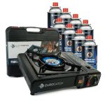 Beste camping kooktoestel Eurocatch Outdoor - Kooktoestel op Gas - incl 8 Gasbussen - Gas Stove - Camping Kooktoestel - Gaspit - Gasfornuis - Gasstel - Cooker - Draagkoffer