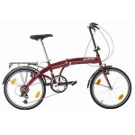 Beste vouwfiets voor in de trein Multibrand Bachini Folding 20 inch Moderne Vouwfiets, 6 versnellingen, V-Brake, Spatborden, Bel, Achterdrager, voor Volwassenen en Tieners, geschikt voor 155–185 cm (Rood met Wit en Zwart)