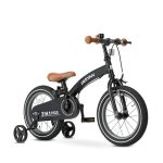 Beste kinderfiets Deryan Kinderfiets, 14 inch, 3-in-1 loopfiets, fiets met verstelbaar zadel en stuur, kinderfiets voor jongens en meisjes, 3,5 tot 5 jaar, zwart