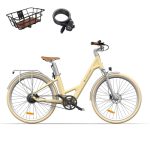 ADO Air28 Elektrische fiets, e-bike voor volwassenen, 71,1 cm (28 inch), riemaandrijving, lcd-display, hydraulische schijfremmen, intelligente app, afneembare accu, bereik 100 km, helm inbegrepen