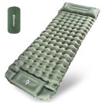 Hioutdoor Isomat, zelfopblazend, 10 cm, camping, ultralicht, opblaasbaar, met voetpomp, kussen, voor outdoor, wandelen, strand, backpacking, tent, luchtmatras, matras, slaapmat, campingmat (groen)