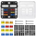 6 Way Blade Zekeringdoos, Blade Zekeringblokhouder met Negatieve Bus LED Indicator & Bescherming Cover voor Auto Boot Marine Truck SUV Jacht RV
