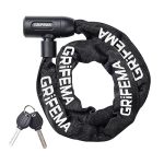 Beste kettingslot fiets GRIFEMA GA1201-12 Fietsslot met sleutel, kettingslot voor fietsen, motorfietsen, scooters, 120 cm, zwart