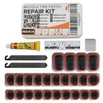 Beste fietsband e bike 24-delige Fiets Reparatieset - Binnenband Reparatiekit met Vulkaniseer Vloeistof/Rubbercement, Plakkers, Metalen Rasp, Bandenlichters - Voor Alle Soorten Fietsen, BMX, E-Scooters - van Mobi Lock