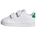 adidas uniseks-baby Advantage Lifestyle Court Two Hook-And-Loop Shoes, Cloud White / Green / Core Black, 22 EU