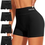 Beste boxershorts dames MIOTAN Boxershorts voor Dames, Katoen Onderbroeken, 4 Stuks, Hoge Taille Ondergoed voor Vrouwen, Ademend, Zwart, XXL