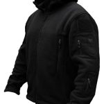 TACVASEN Heren Fleecejas Militair Outdoor Winddichte Jas Met Kap Zwart, M