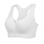 Beste bh voor oudere dames Lemef Ritssportbeha's voor vrouwen Draadloze postoperatiebeha's met voorsluiting Racerback Compressiebeha's voor mastectomie, Wit, L