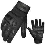 Beste zomer motorhandschoenen WESTWOOD FOX WFX Motorhandschoenen voor mannen en vrouwen Harde knokkel Volledige vinger Touchscreen Motorhandschoenen voor Fietsen Wandelen Camping (ZWART, S)