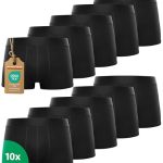 Kemes Boxershorts voor heren, 10 stuks, katoen, zwart, onderbroeken, ademend, ondergoed voor heren, zwart, L