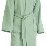 Brandsseller Unisex Badjas van Katoen met Wafelstructuur maat L – Lichte kamerjas voor dames en heren – Saunajack voor wellness & thuis – Comfortabel & ademend – Groen