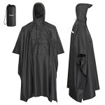 Beste lange regenjas dames AWHA Regenponcho voor dames en heren, waterdicht en extra lang, voor wandelen, paardrijden, fietsen, outdoor, regenbescherming, herbruikbaar, met tas, zwart, L/XL