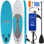 SereneLife Opblaasbaar Stand-Up Paddleboard - Antislip SUP Paddle Board met Peddel, Pomp, Leash en Accessoires - voor Volwassenen en Jeugd