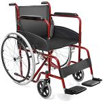 AIESI® Opvouwbare Rolstoel lichtgewicht voor gehandicapten en ouderen AGILA BASIC, Vaste armleuningen en voetsteunen, Veiligheidsgordel, Garantie 24 maanden